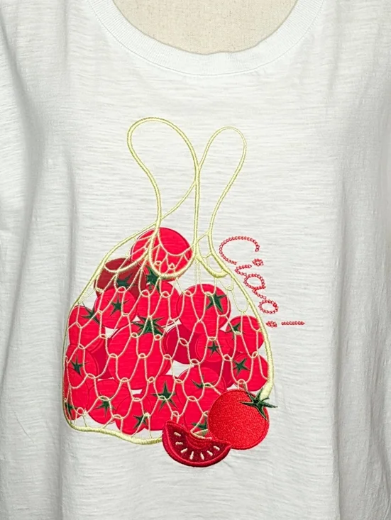 Jane + Delancey Red Tomatoes In A Bag Graphic "Ciao" T-shirt Size XL - Picture 4 of 6
